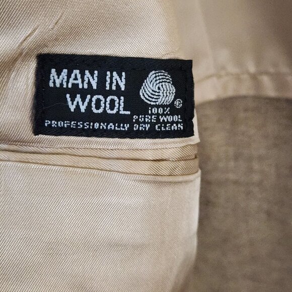Vintage Man In Wool Beige Wool Tweed Sport Coat See Measurements - Picture 5 of 5